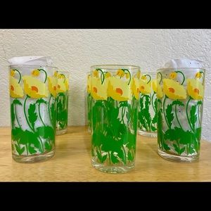 Vintage Stotter Yellow Poppy Flower Tumblr Cups